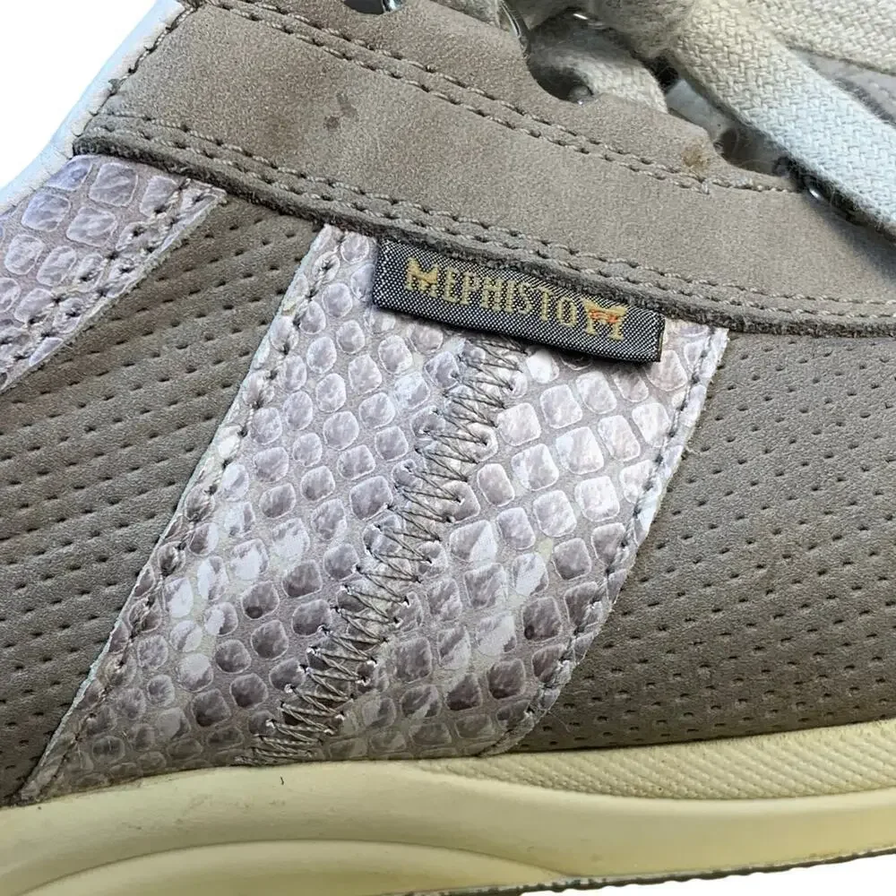 Mephisto Runoff Taupe Snakeskin Airjet Running Sneakers Size 6.5